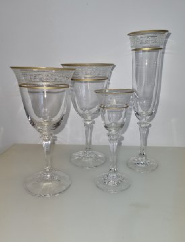 sklo likérka zlatá linka